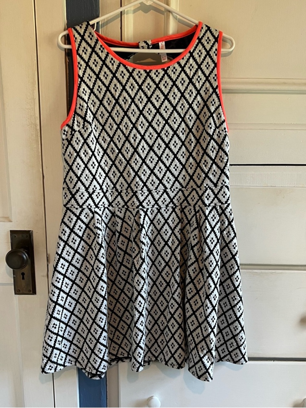 Xhilaration Black & White Geometric Dress with Coral Trim Y2K - Picture 1 of 14